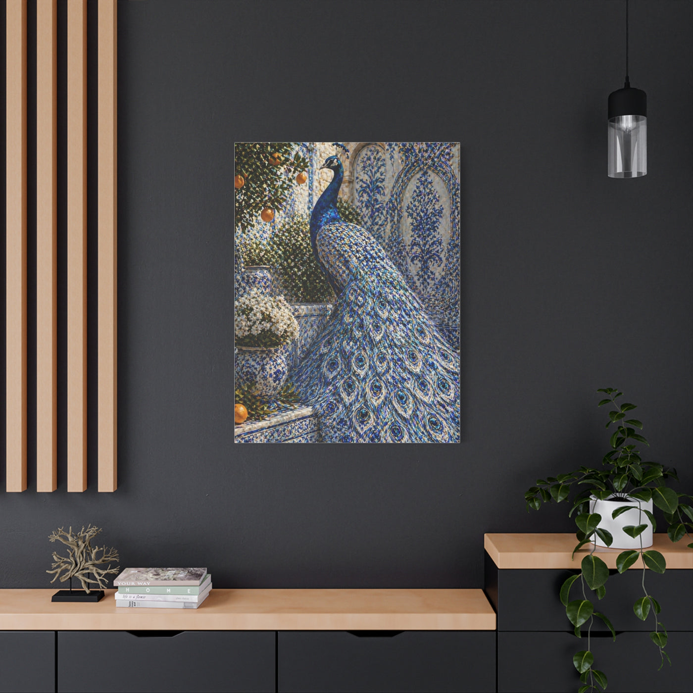 Mediterranean Ceramic Garden Peacock Wall Art & Canvas Print