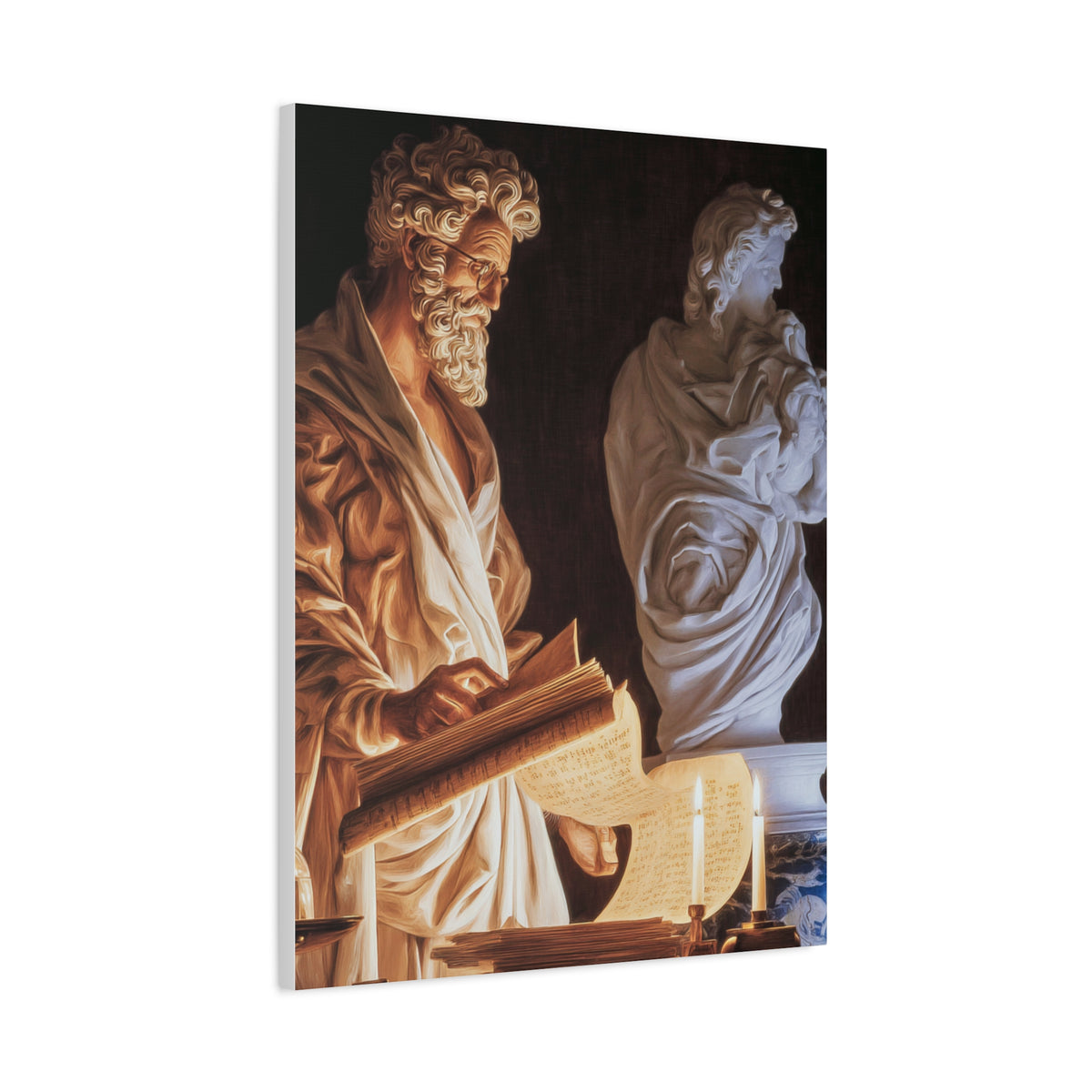 Renaissance Philosopher Reading Ancient Scrolls Wall Art & Canvas Print