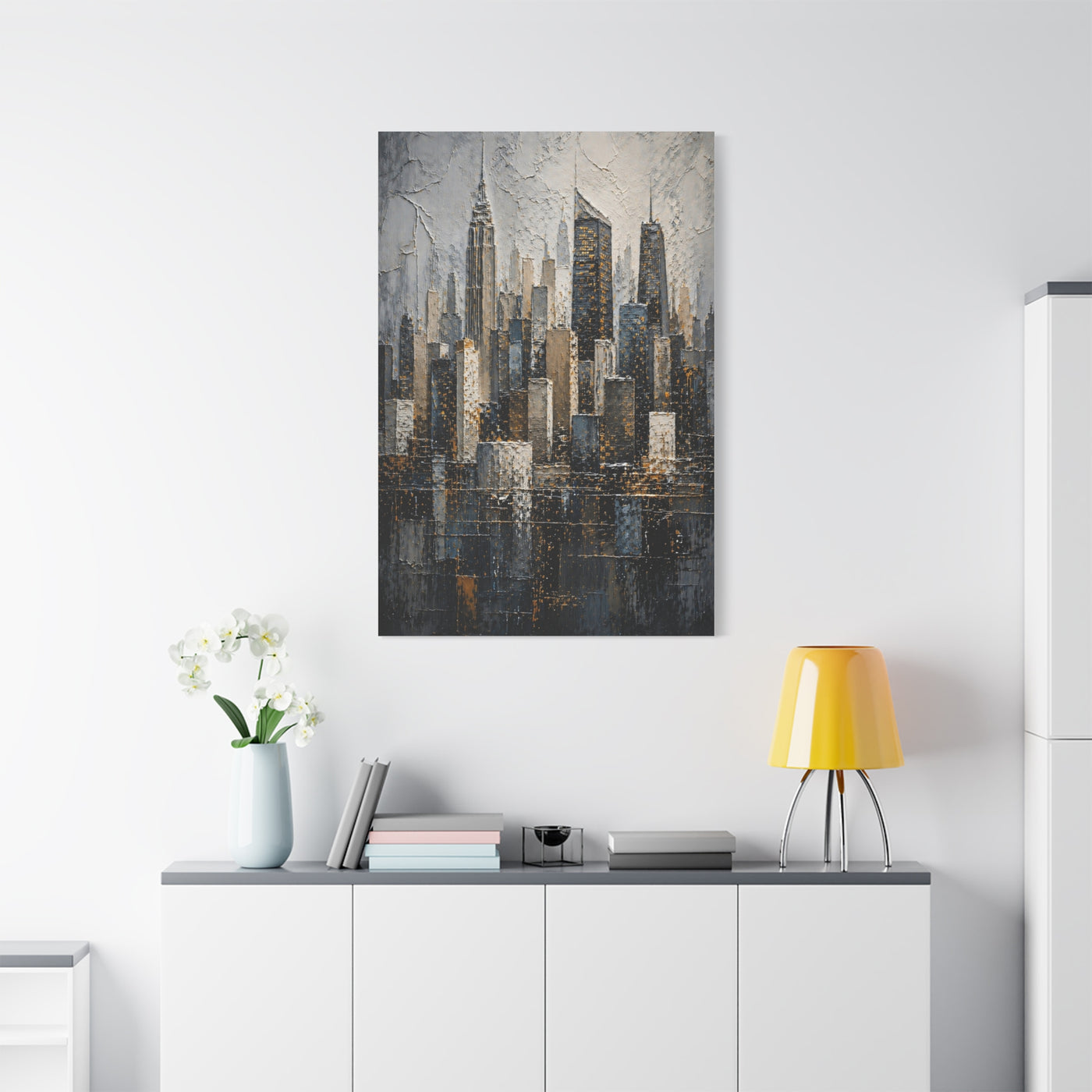 Textured City Skyline Impasto Wall Art & Canvas Print