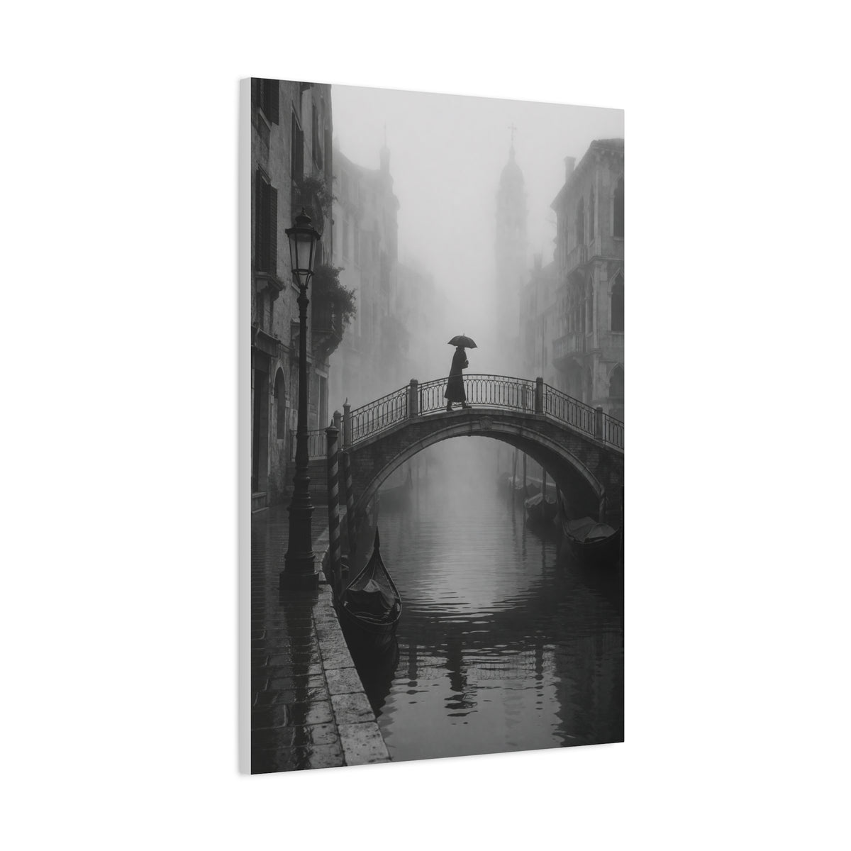 Venetian Bridge Fog Scene Wall Art & Canvas Print