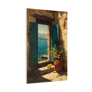 Italian Coastal Window Painting Wall Art & Canvas Print