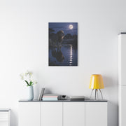 Lion by Moonlit Water Reflection Wall Art & Canvas Print
