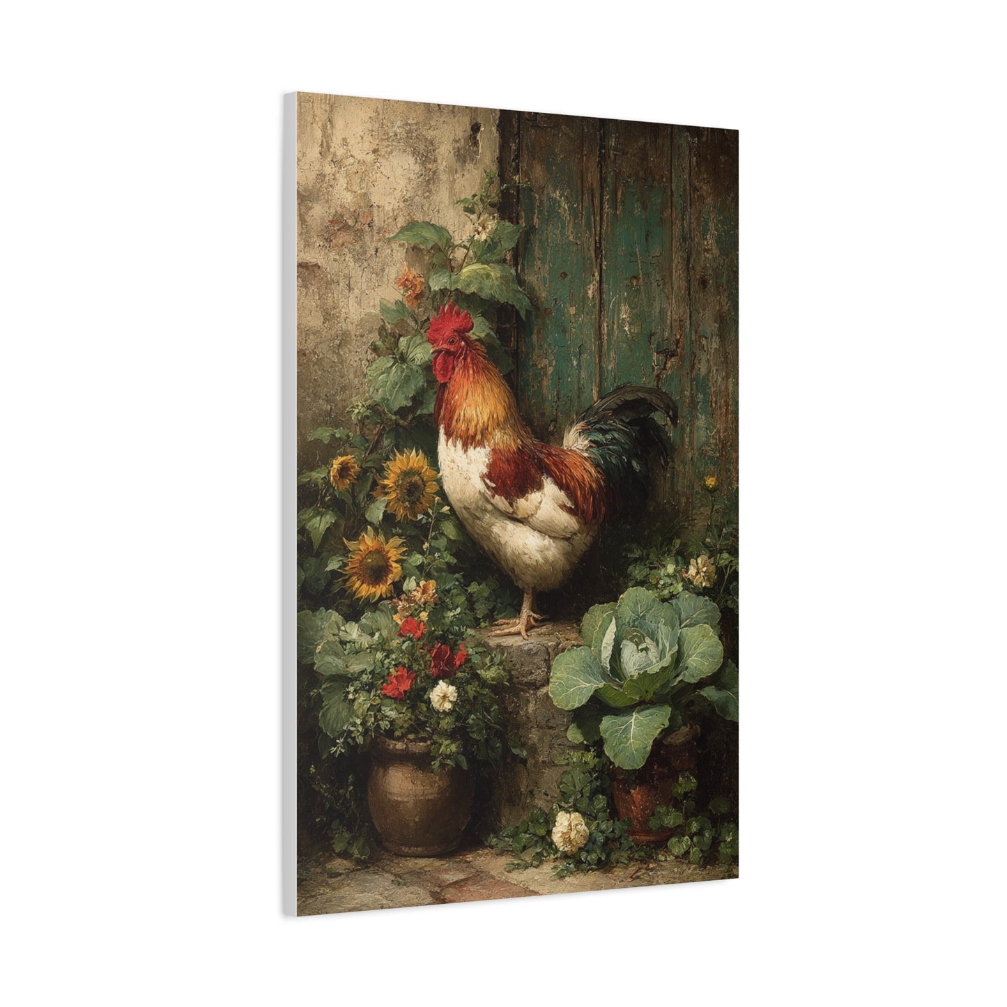 Farmyard Rooster Folk Garden Wall Art & Canvas Print