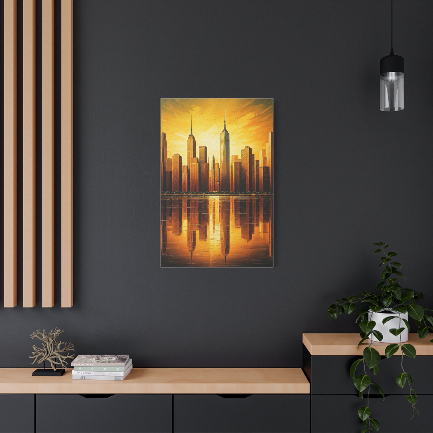 Skyline Reflections in Gold Wall Art & Canvas Prints