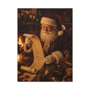 Santa Checking the Christmas List Wall Art & Canvas Print