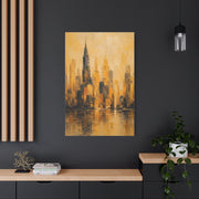 Yellow Cityscape Textured Skyline Abstract Wall Art & Canvas Print