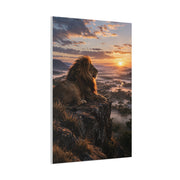 Lion at Sunrise Over Savannah Valley Wall Art & Canvas Print