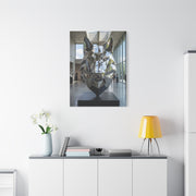 Geometric Chrome Wolf Head Sculpture Wall Art & Canvas Print