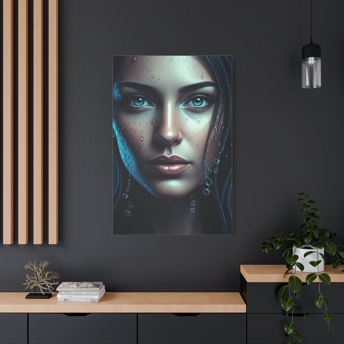 Intimate Blue Portrait with Beaded Accents Wall Art & Canvas Prints