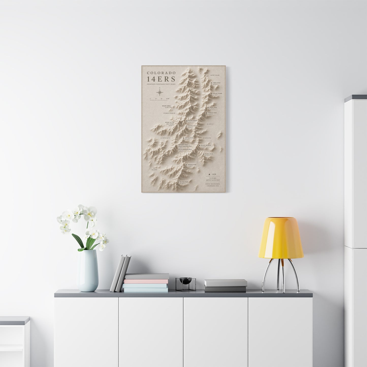 Colorado 14ers Relief Map Wall Art & Canvas Print
