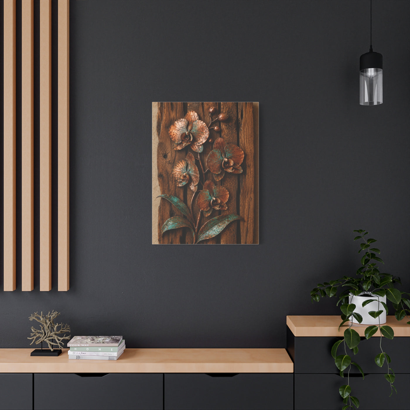 Copper Orchid on Reclaimed Wood Southwest Wall Art & Canvas Print
