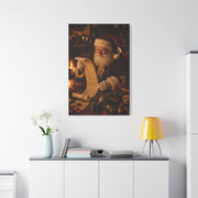 Santa Checking the Christmas List Wall Art & Canvas Print