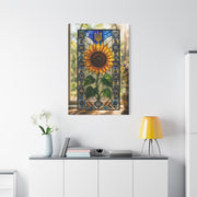 Ornate Stained Glass Sunflower Panel Wall Art & Canvas Print