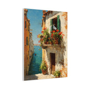 Italian Coastal Balcony Painting Wall Art & Canvas Print