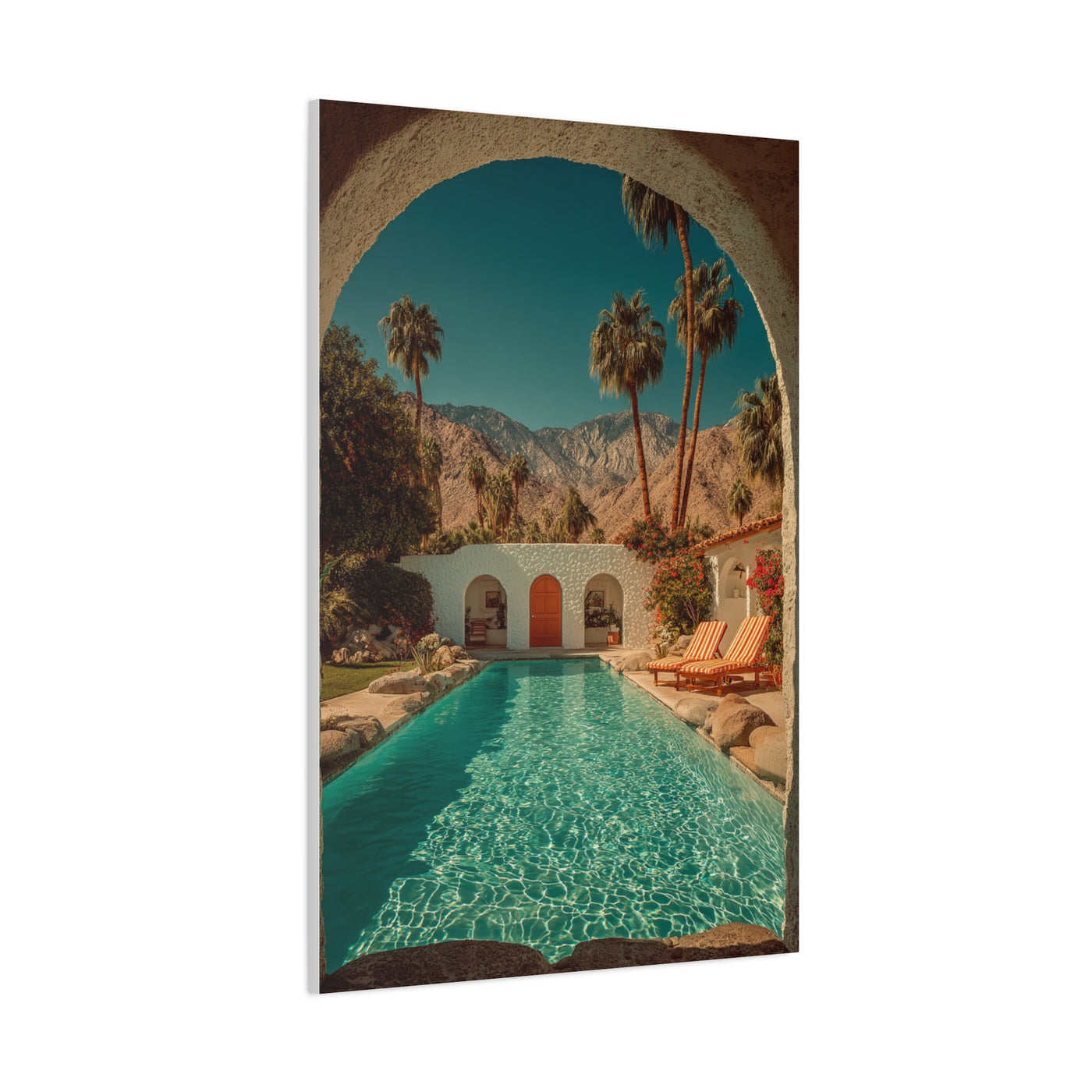 Palm Springs Courtyard Pool Escape Wall Art & Canvas Print
