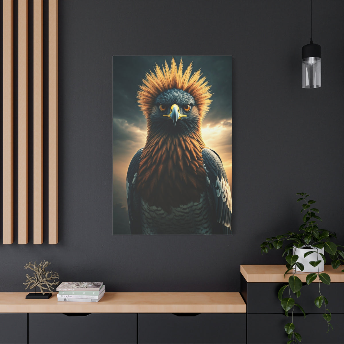 Regal Crowned Raptor Portrait Wall Art & Canvas Prints