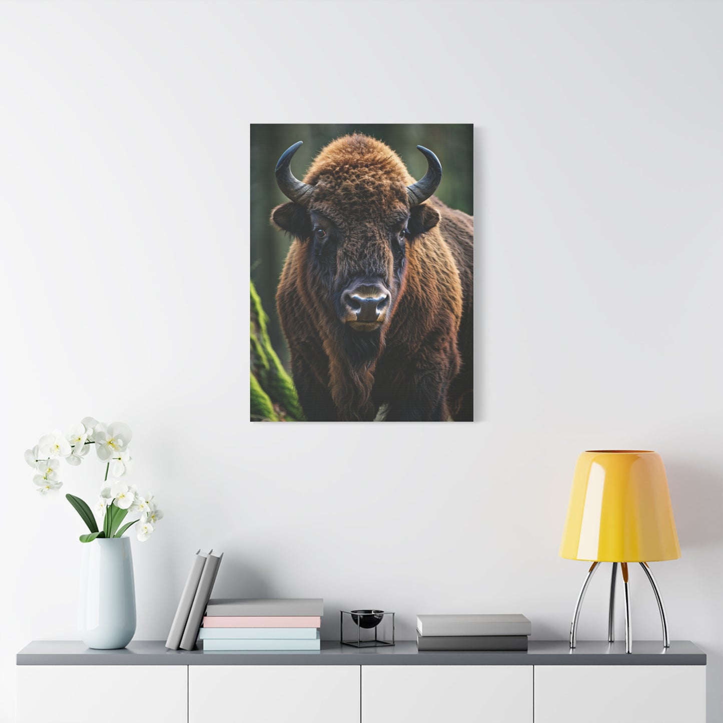 American Bison in Prairie Grass Portrait Wall Art & Canvas Print