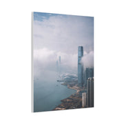 Hong Kong Foggy Harbor Skyline Wall Art & Canvas Print