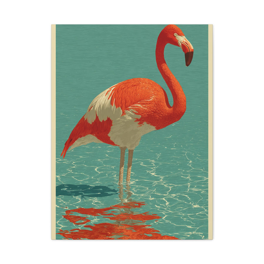 Retro Coastal Flamingo Vintage Poster Tropical Wall Art & Canvas Print