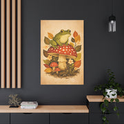 Whimsical Retro Frog and Mushroom Composition Wall Art & Canvas Print