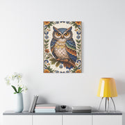 Artisan Ceramic Owl Tile Wall Art & Canvas Print