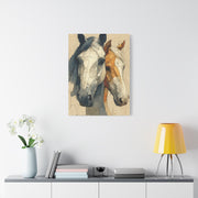 Dual Horse Portrait Sketch Wall Art & Canvas Print