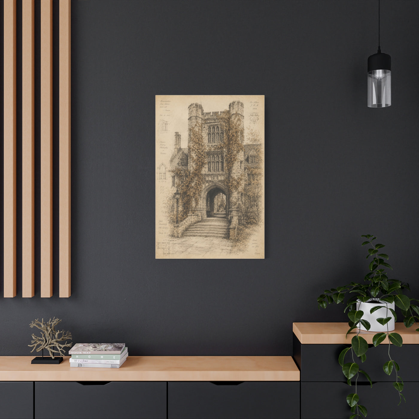 Ivy-Covered Gothic Arch Architectural Study Wall Art & Canvas Print