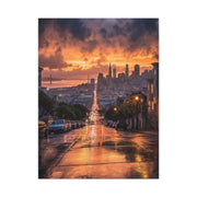 San Francisco Rainy Sunset Cityscape Wall Art & Canvas Print