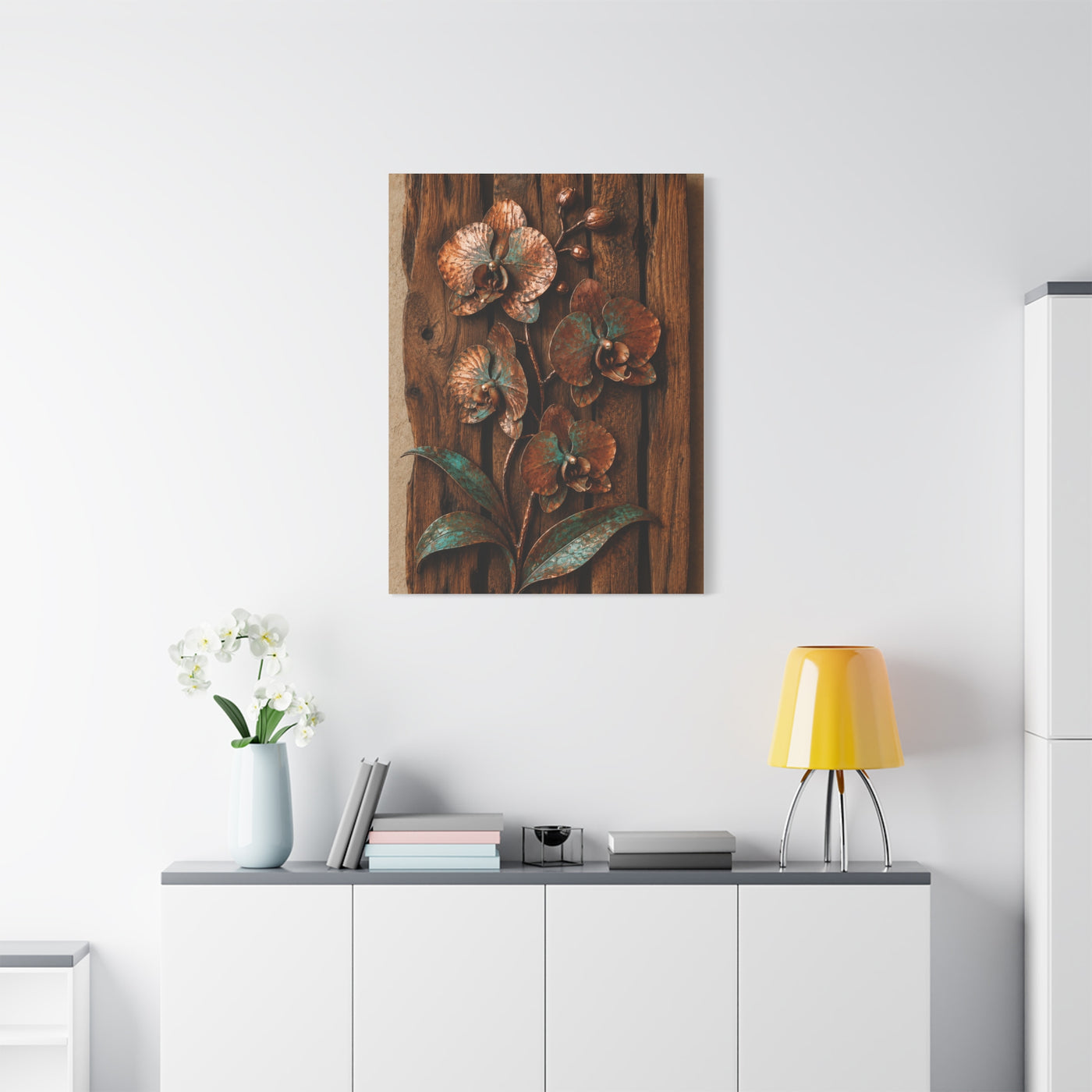 Copper Orchid on Reclaimed Wood Southwest Wall Art & Canvas Print