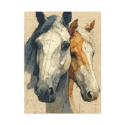 Dual Horse Portrait Sketch Wall Art & Canvas Print