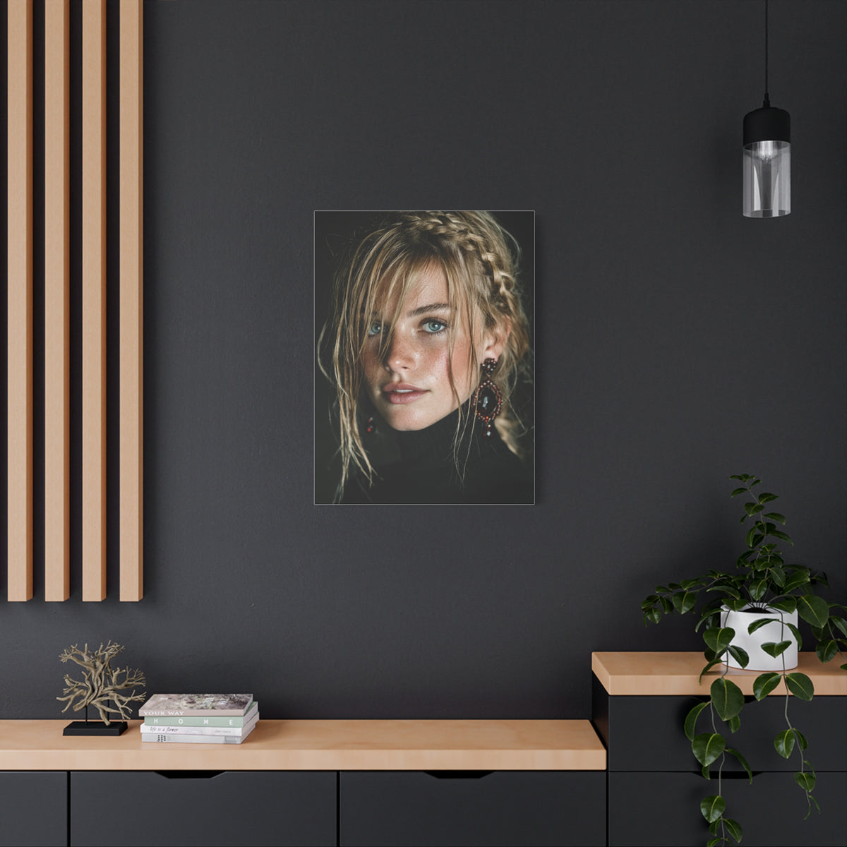Wind-Swept Blonde Muse Editorial Portrait Wall Art & Canvas Print
