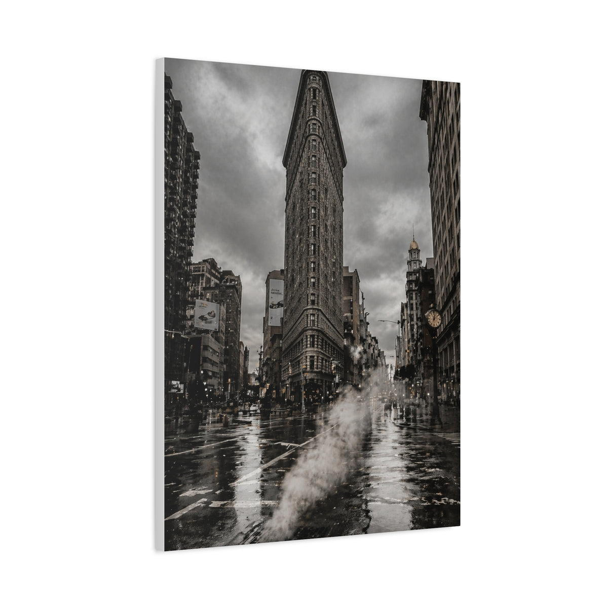 Flatiron Building Rainy Noir Wall Art & Canvas Print