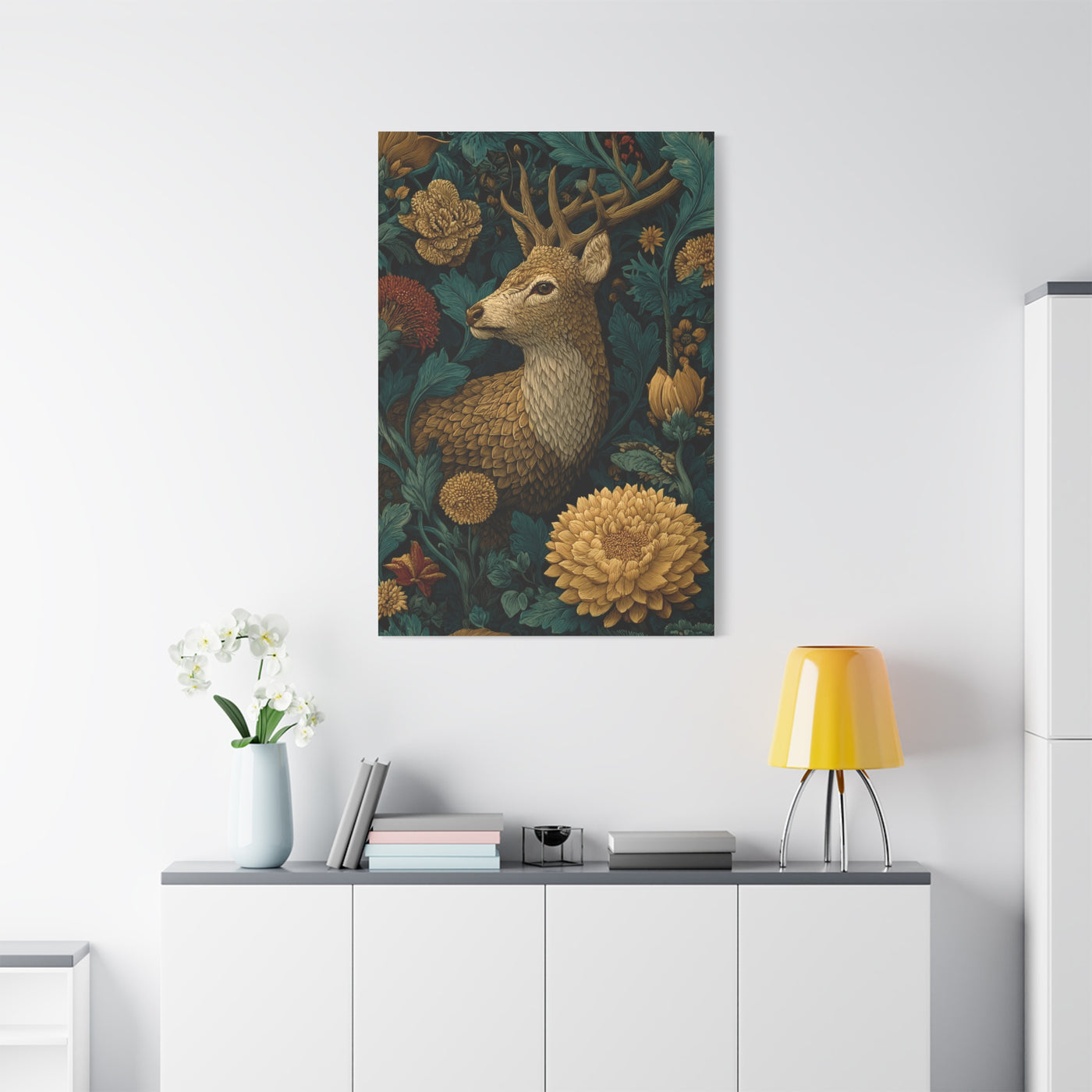 Art Deco Black and Gold Stag Wall Art & Canvas Print