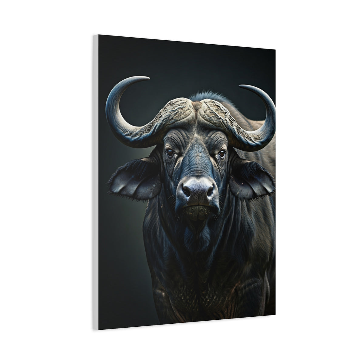 Ultra-Dark Matte Cape Buffalo Portrait Wall Art & Canvas Print