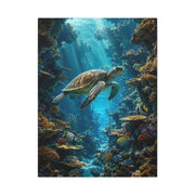 Deep Reef Canyon Turtle Journey Tropical Wall Art & Canvas Print
