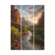 Zion Canyon Triptych Landscape Wall Art & Canvas Print