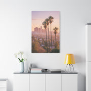 Los Angeles Sunset Skyline with Palm Trees Wall Art & Canvas Print