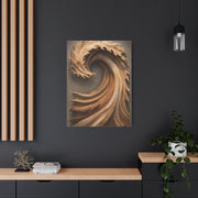Hand-Carved Wooden Crest Wave Sculpture Wall Art & Canvas Print
