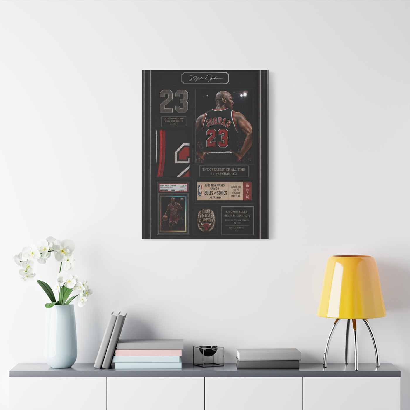 Michael Jordan Championship Memorabilia Sports Wall Art & Canvas Print
