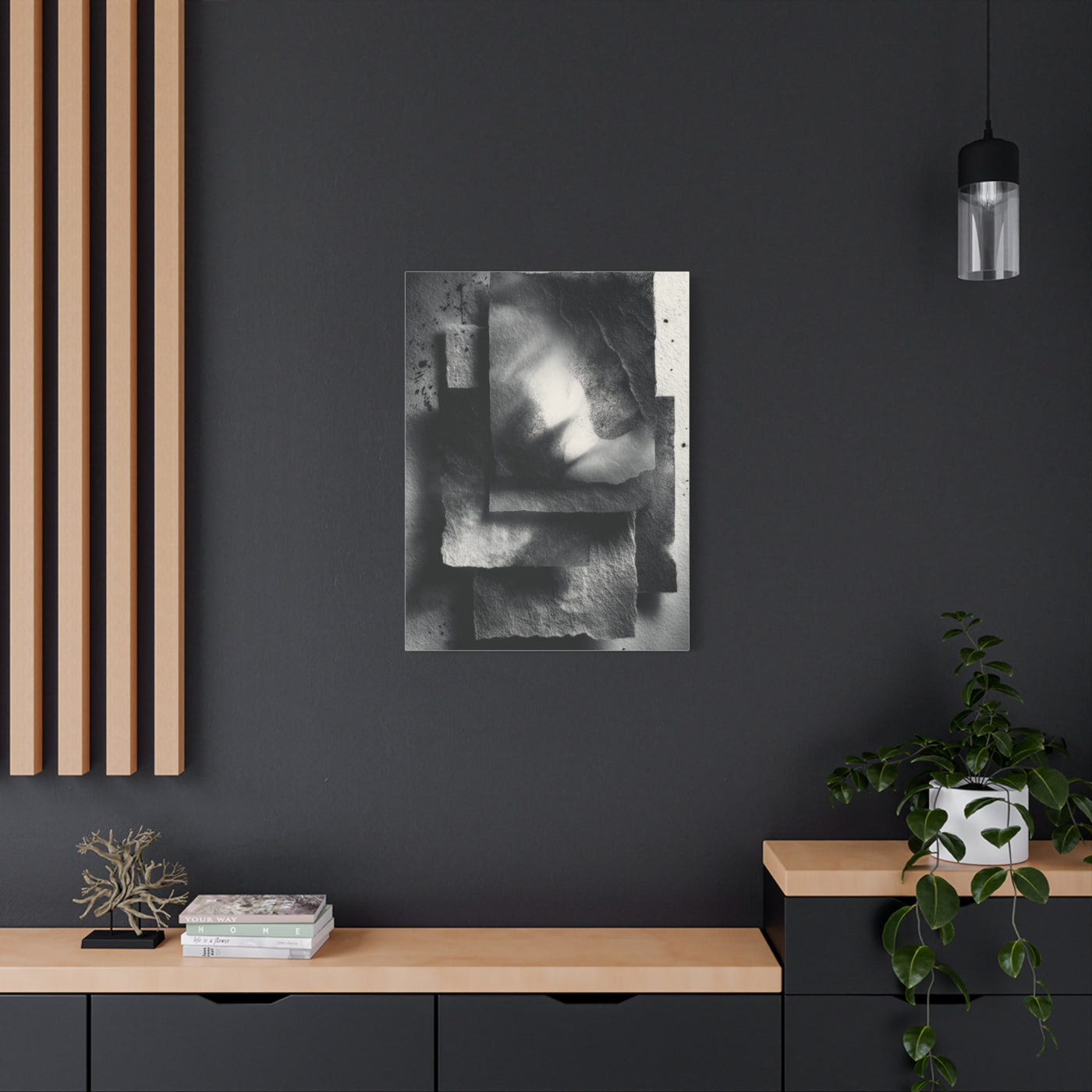 Monochrome Layered Paper Abstraction Wall Art & Canvas Print