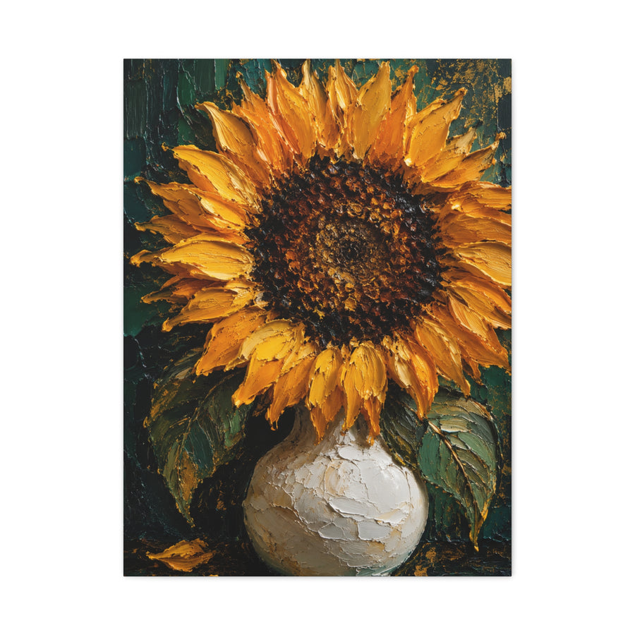 Luxury Impasto Sunflower Vase Painting Wall Art & Canvas Print