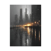 Rainy City Reflection Abstract Wall Art & Canvas Print