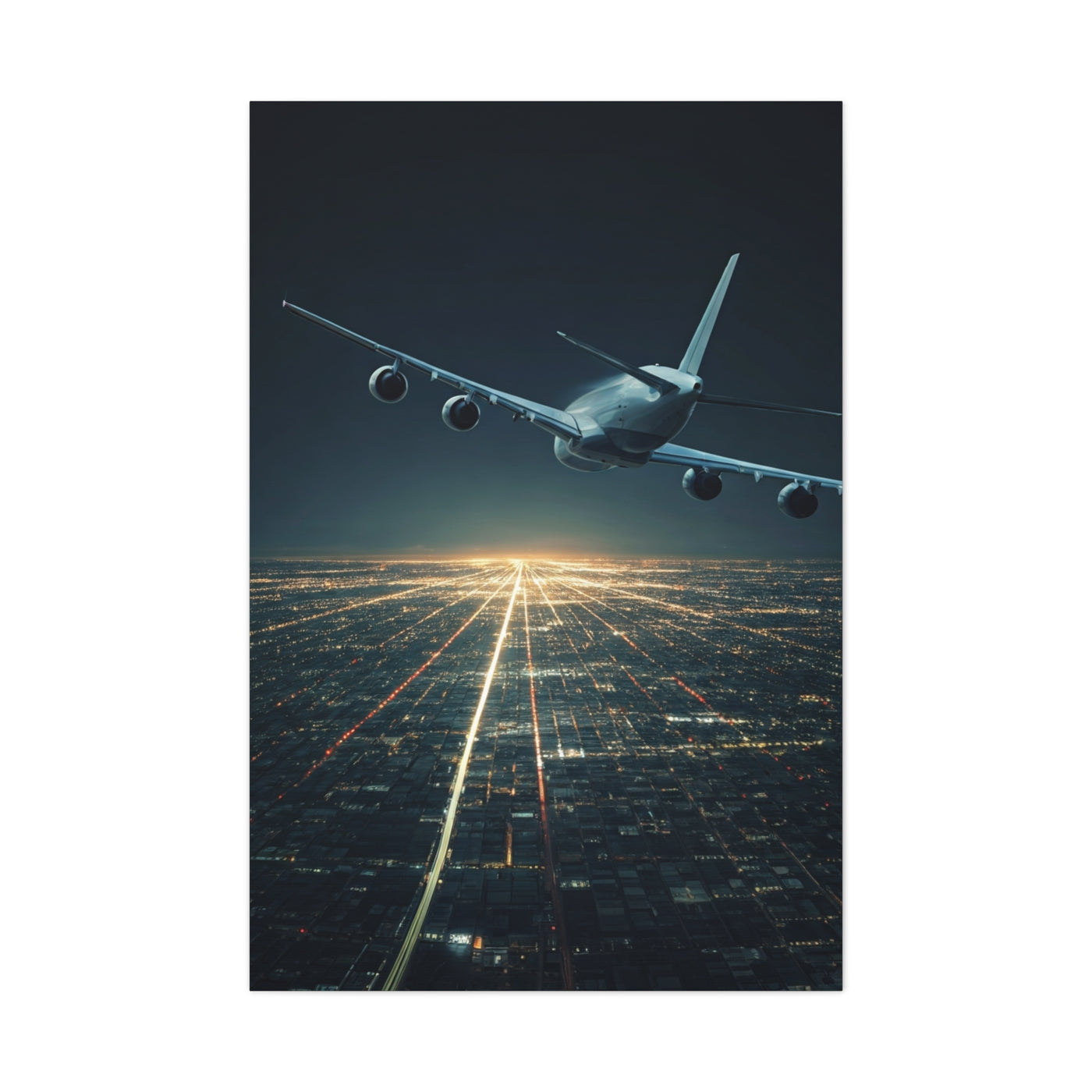 Night Runway Takeoff Journey Wall Art & Canvas Prints