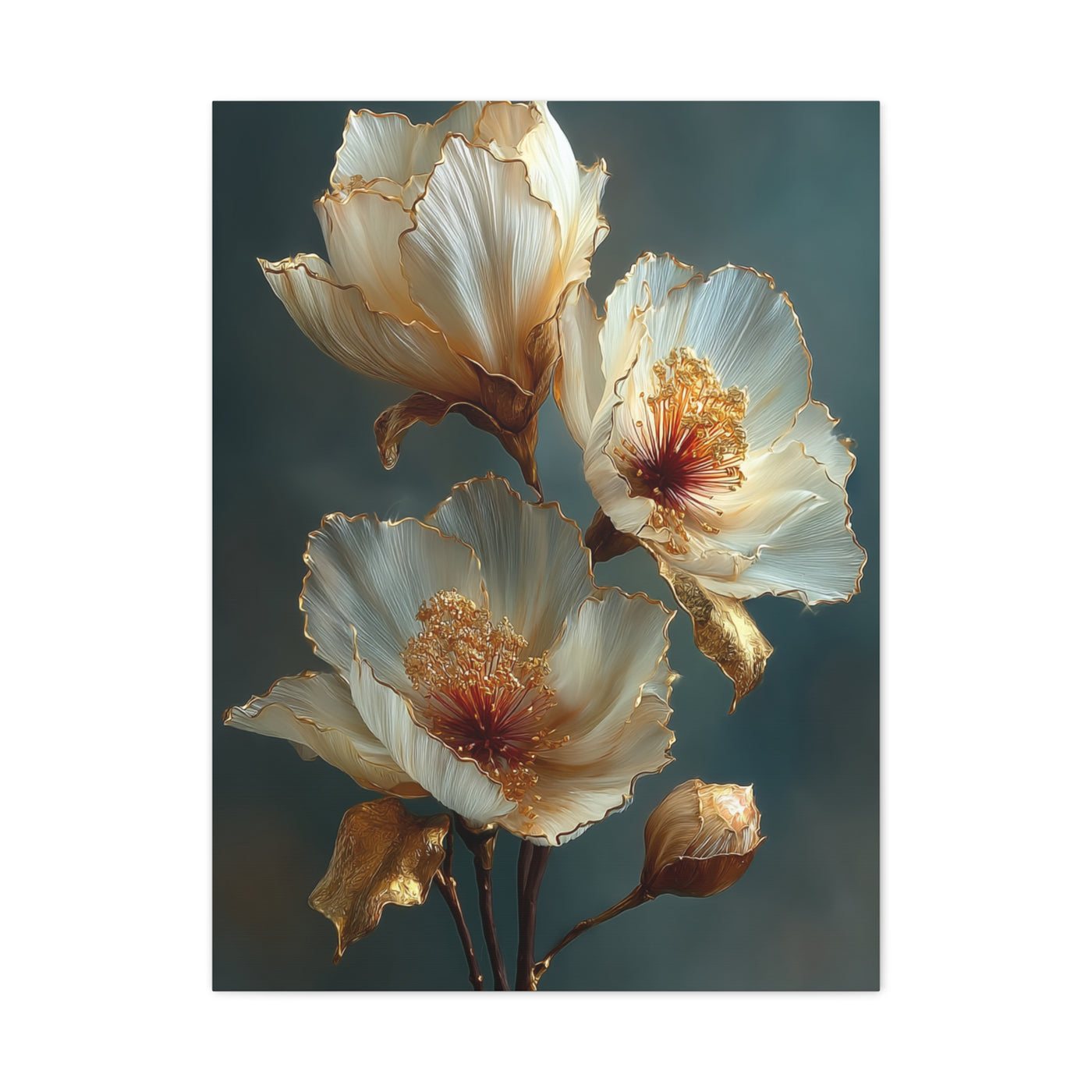 Gold-Edged Floral Elegance Wall Art & Canvas Print