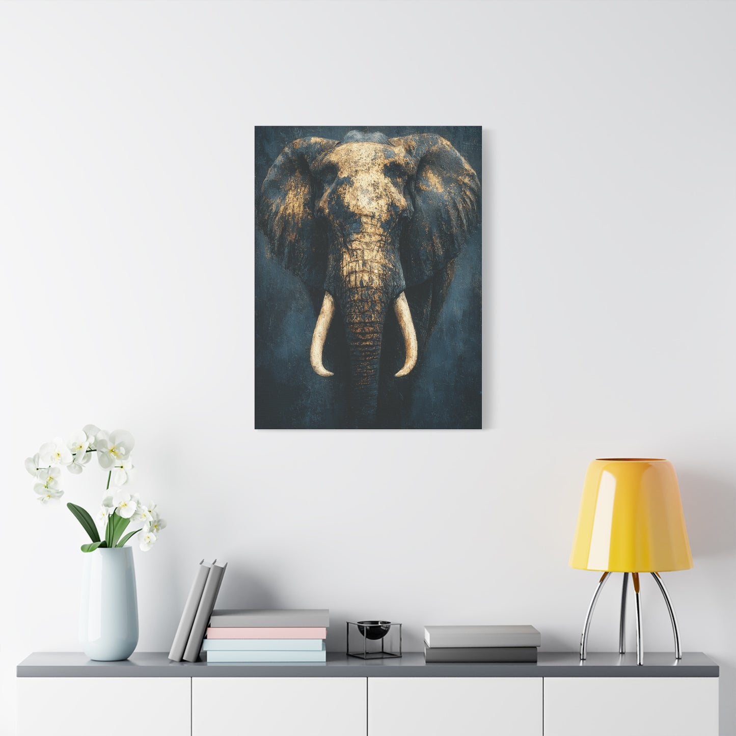 Black and Gold Regal Elephant Portrait Wall Art & Canvas Print
