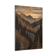 Layered Wood Mountain Forest Relief Trees Wall Art & Canvas Print