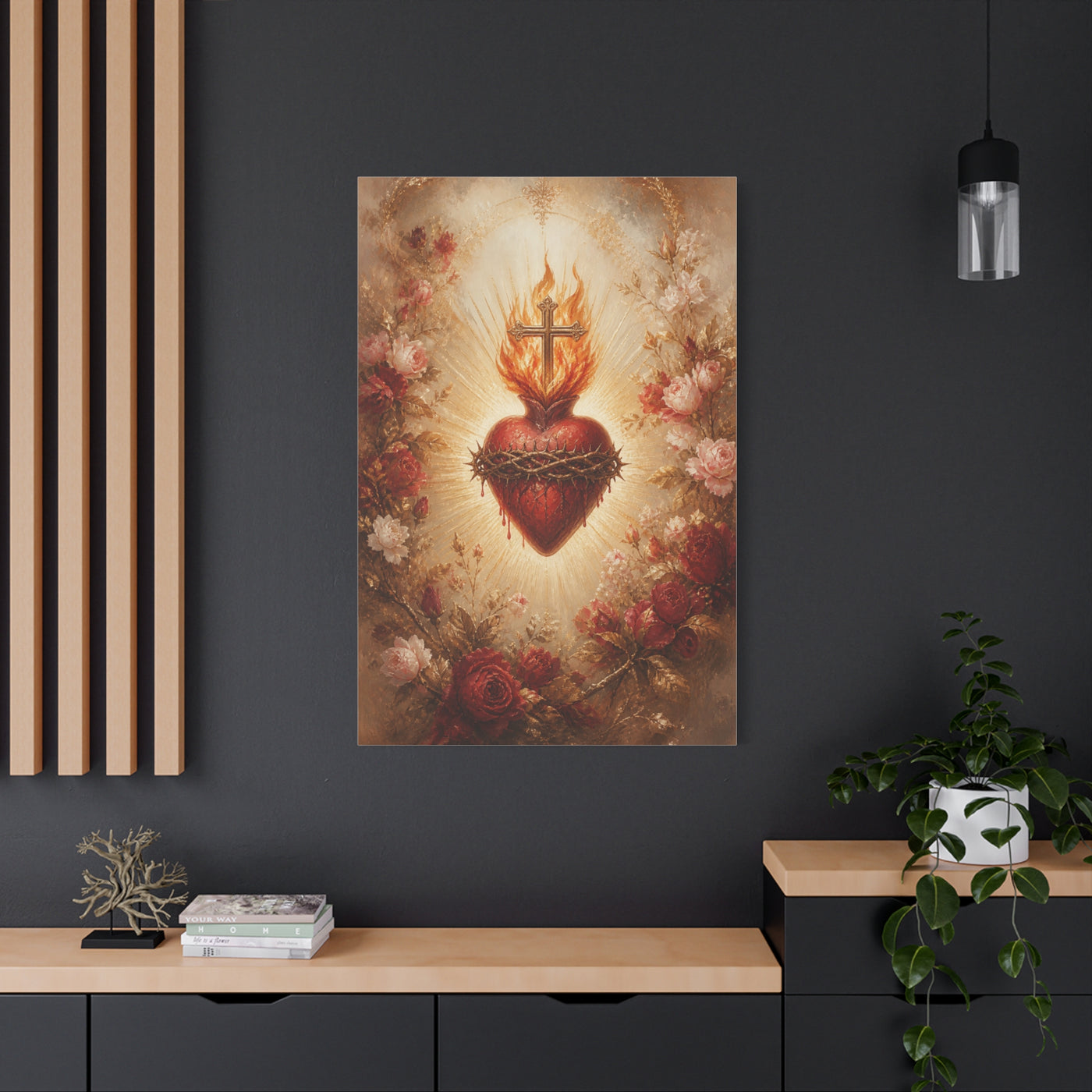 Sacred Heart Floral Devotional Wall Art & Canvas Print