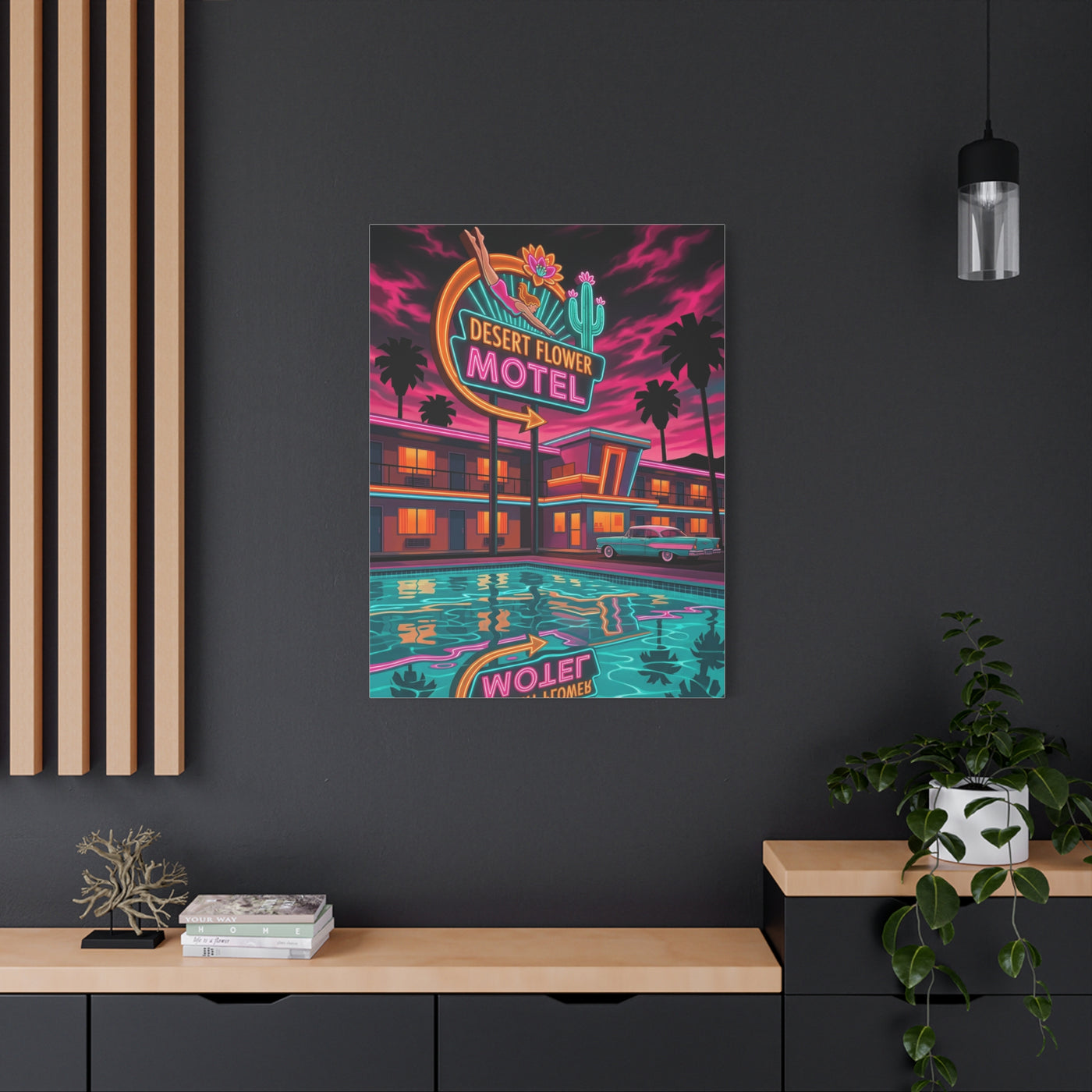 Retro Desert Flower Motel Pop-Art Wall Art & Canvas Print
