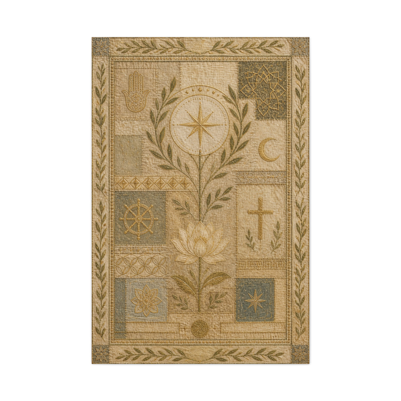 Interfaith Sacred Symbol Textile Wall Art & Canvas Print