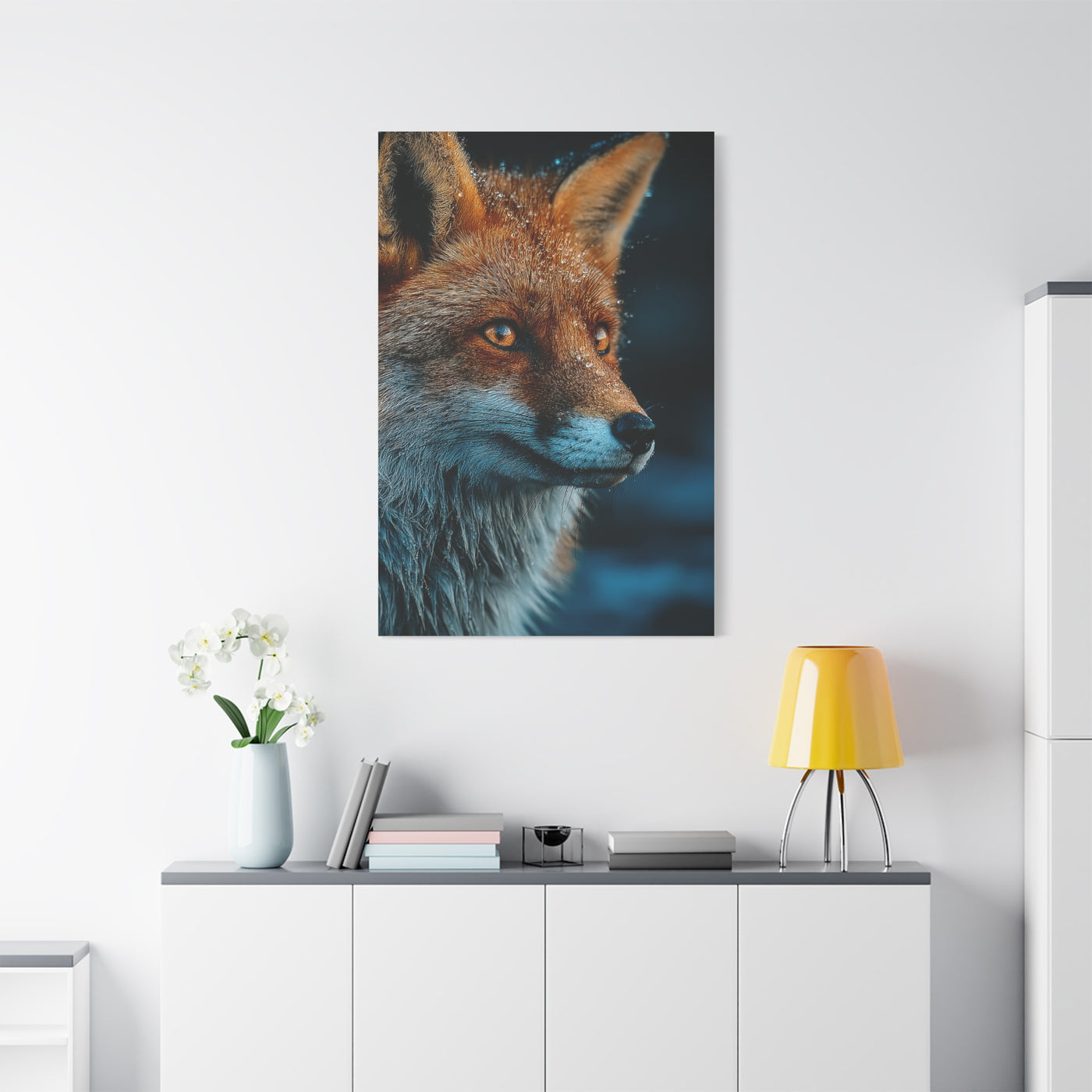 Rain-Soaked Fox Twilight Portrait Wall Art & Canvas Print
